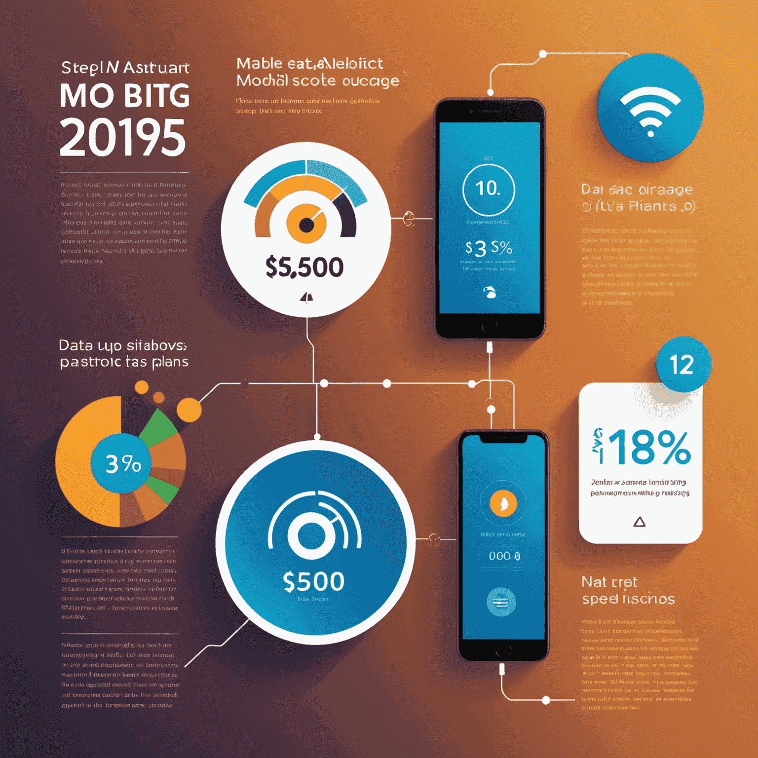 An infographic showing different types of mobile data plans, with icons representing data usage, speed, and pricing